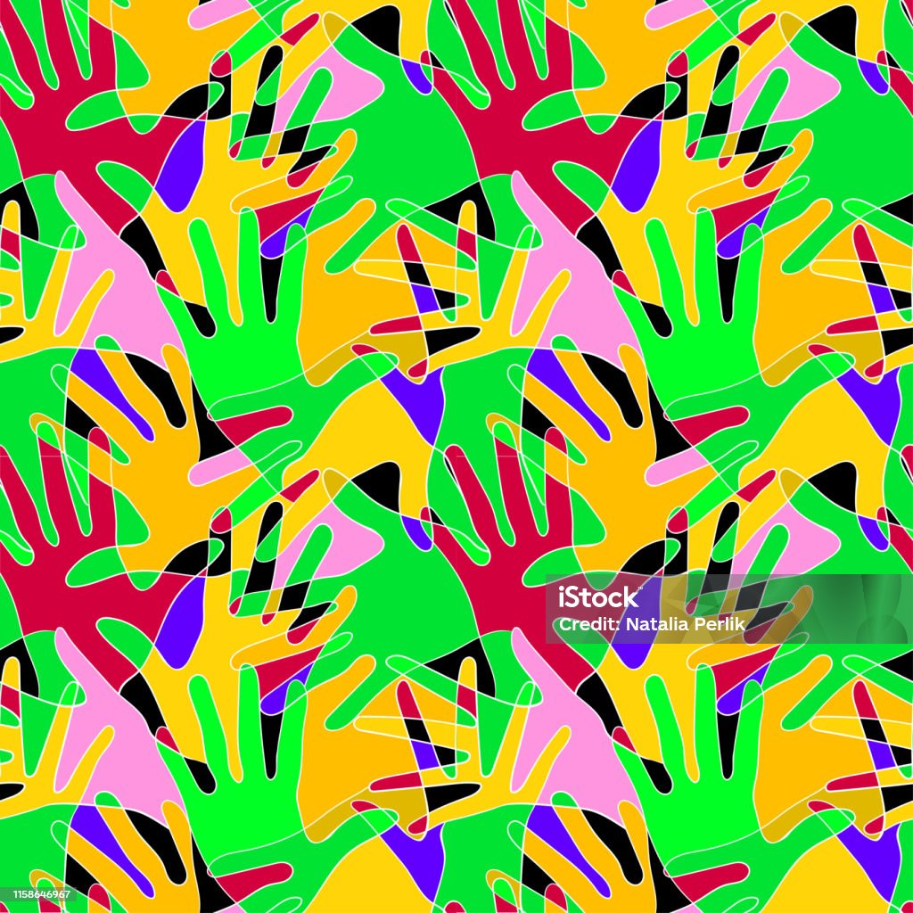 Abstract Hand Art Patterns Bright Abstract Pattern With Handprints Stock Illustration - Download ...