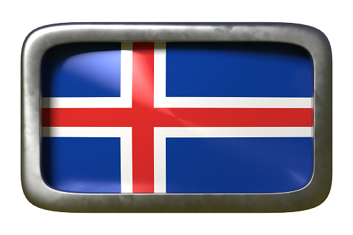 3d rendering of an Iceland flag on a rusty sign isolated on white background
