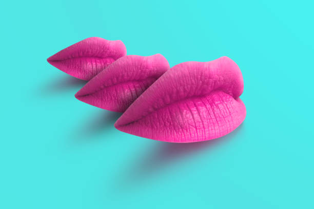 Lips. Fashion Concept Lipstick. Multicolored lips. Modern minimal art.
