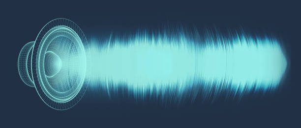 istock Sound waves oscillating glow light, Abstract technology backgroud. 3d illustration. 1158650423