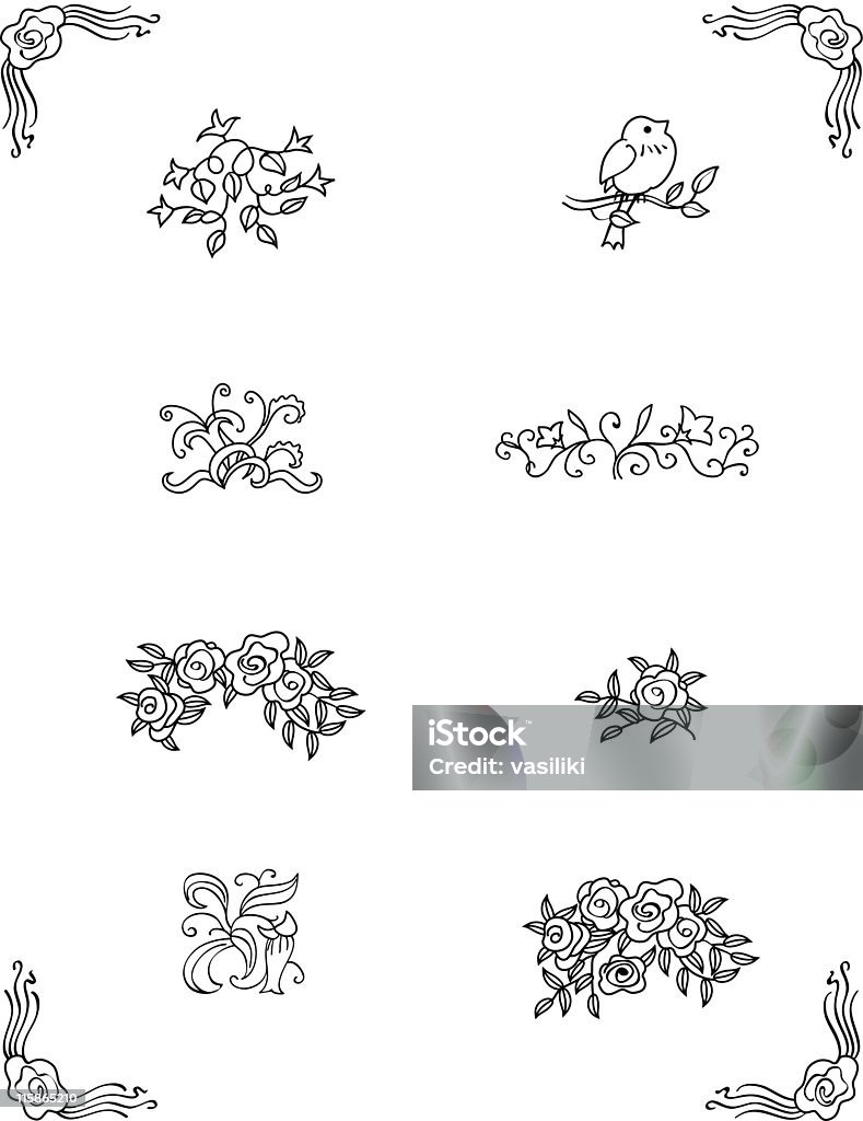 Entwurf Ornamente: Blumen & Pflanzen (Vektor - Lizenzfrei Art Deco Vektorgrafik