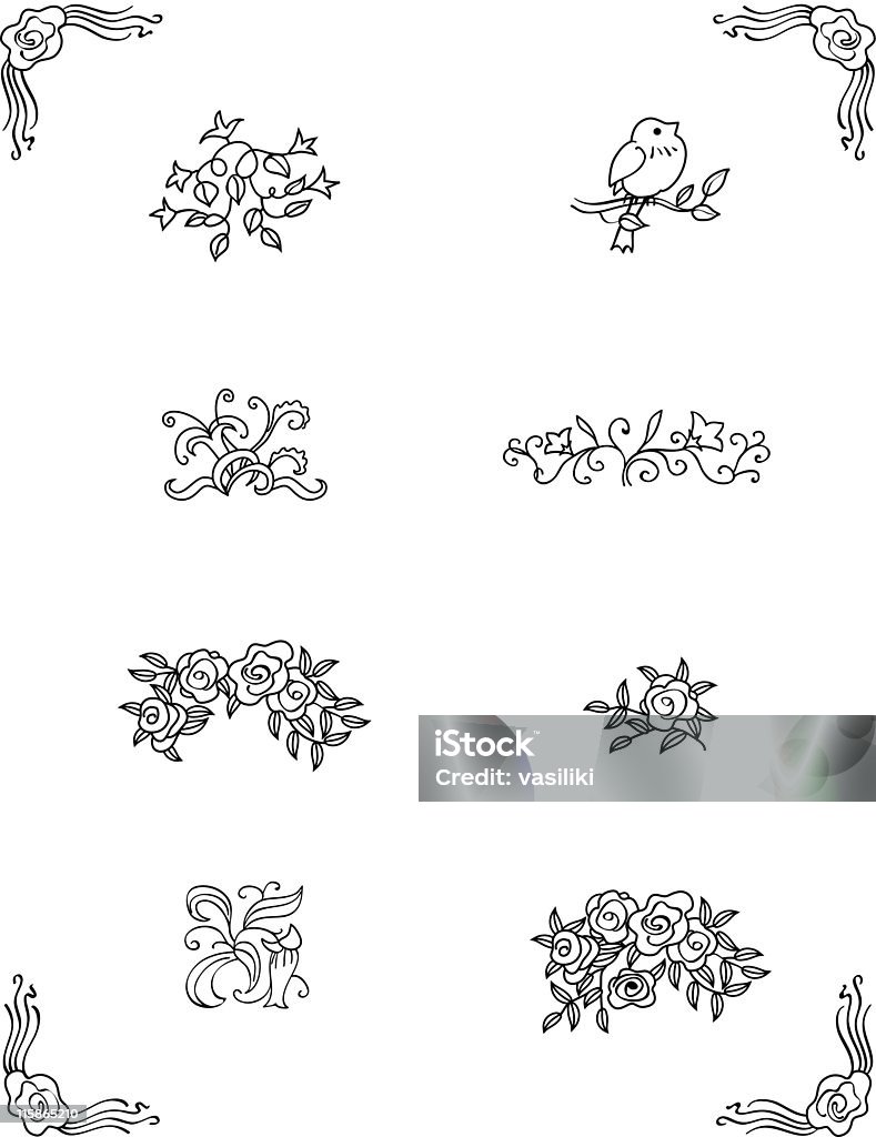 Concevoir des éléments suivants: Fleurs plantes & (vecteur - clipart vectoriel de Art déco libre de droits