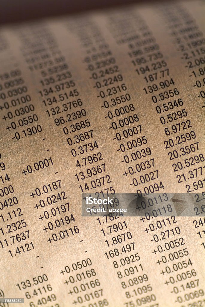 Numerology List of financial numbers, useful for backgrounds etc Numerology Stock Photo
