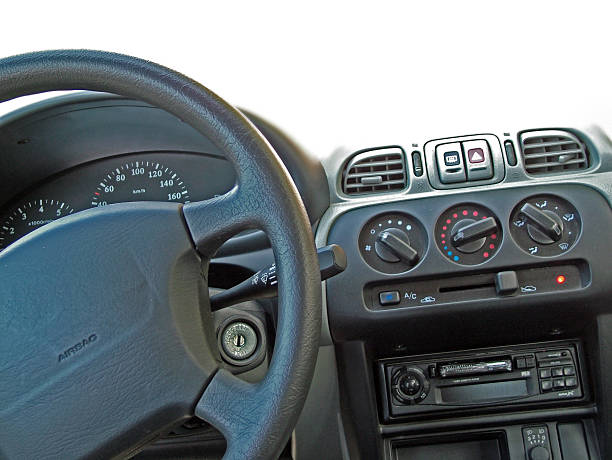 istock Black steering wheel with airbag 115866218