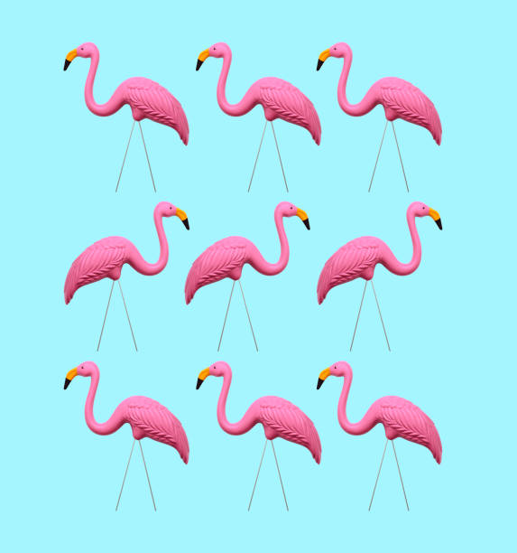 Pink Flamingos On A Blue Background