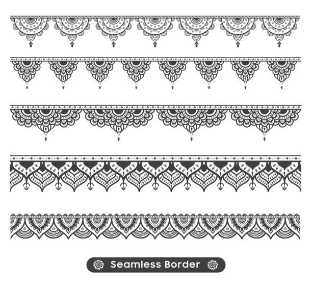 vector ethnic mandala border design Border Indian elements for card or tattoo. Vector design illustration isolated on white background. tattoo borders stock illustrations