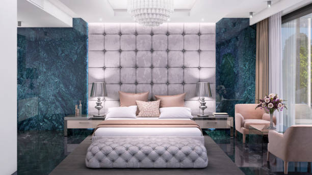 istock Luxury bedroom interior with large king side bed 1158672670