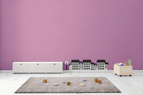 istock Kids room interior with blank wall 1158672904