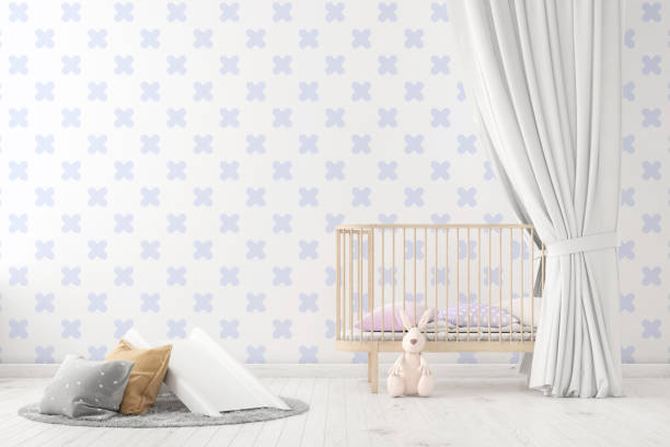 istock Kids room interior with blank wall 1158672950