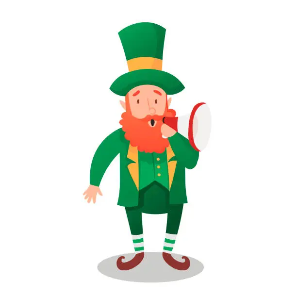 Vector illustration of St.Patrick 's Day. Leprechaun, Traditional national character of Irish folklore. Isolated element of the set of leprechauns 13. Festive collection. Vector illustration.