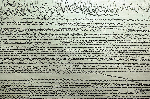 seismograph chart Seismograph chart showing aftershocks of the Loma Prieta earthquake. seismology stock pictures, royalty-free photos & images