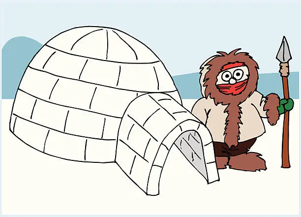 Vector illustration of Igloo with Eskimo