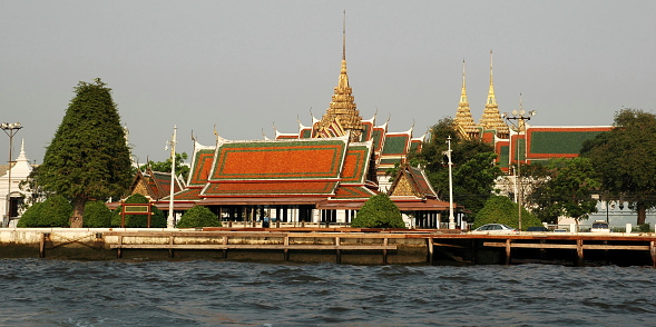 View from the river Chao Phraya at the Grand Palace,Bangkok.