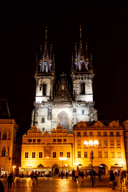 istock Old Town Square and Cathedral by Night 1158676261