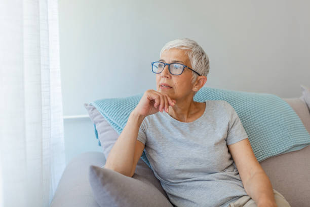 istock Middle aged mature grey haired woman 1158677890