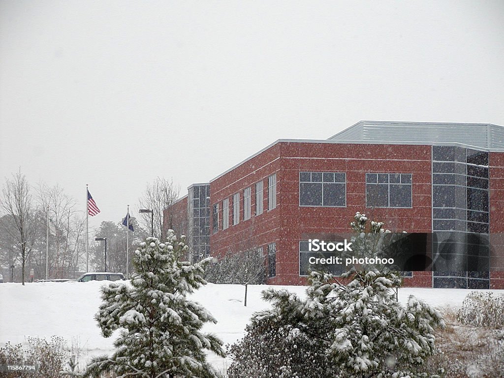 Office Snowfall Snowfall at the corporate office Building Exterior Stock Photo