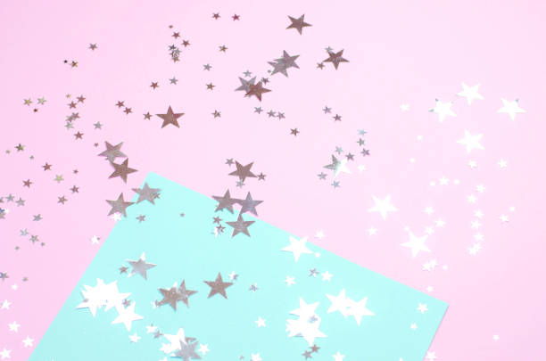 istock Bright pink with mint background with shiny stars. 1158682779