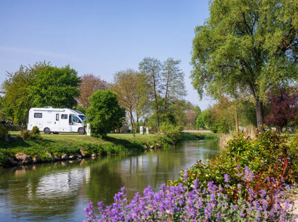 Campervan RV at bavarian camping