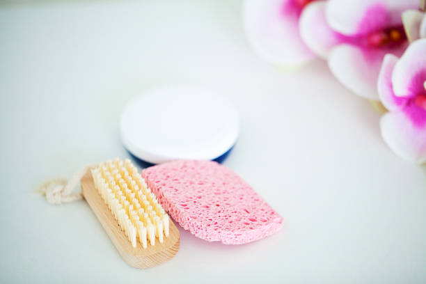 Set for spa and cellulite removal on white background.