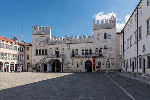 Koper, Slovenia - 24 May 2019: Facade of the Praetorian palace in the old town of Koper in Slovenia
