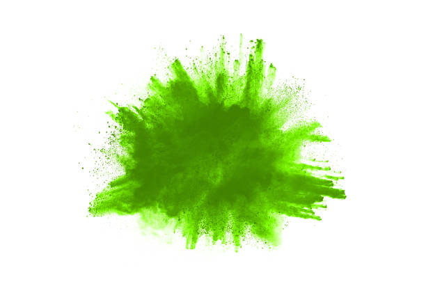 istock Green powder explosion on white background. Colored cloud. Colorful dust explode. Paint Holi. 1158688758
