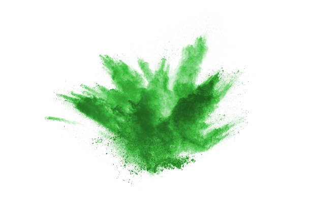 istock Green powder explosion on white background. Colored cloud. Colorful dust explode. Paint Holi. 1158688767