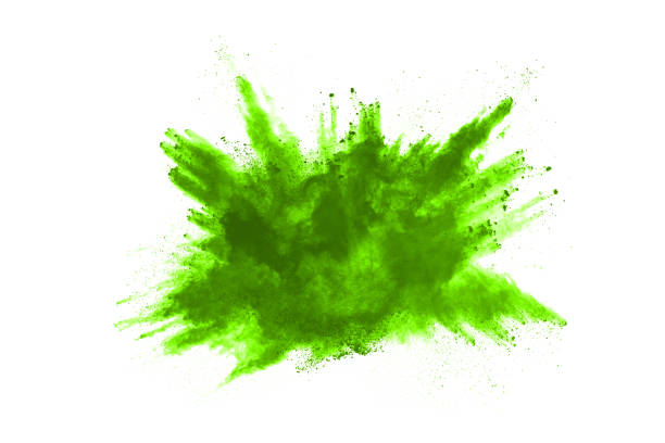 istock Green powder explosion on white background. Colored cloud. Colorful dust explode. Paint Holi. 1158688774
