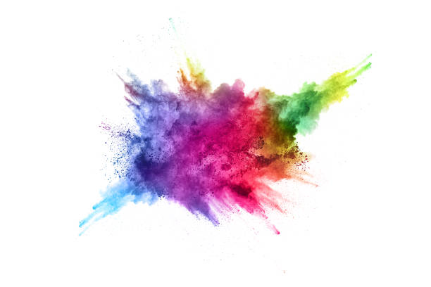 istock abstract powder splatted background. Colorful powder explosion on white background. 1158688888