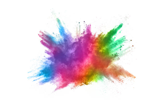 istock abstract powder splatted background. Colorful powder explosion on white background. 1158688909