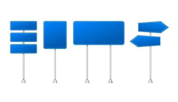 Vector illustration of Set of road signs isolated on transparent background. Vector stock illustration