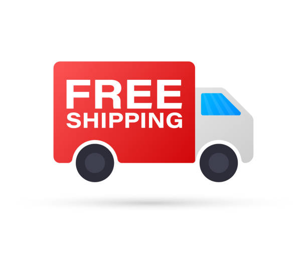 istock Free shipping concept. Delivery truck transporting a cardboard package. Vector stock illustration. 1158690409