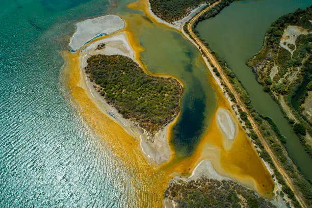 Aerial view of the wetlands in the Camargue France