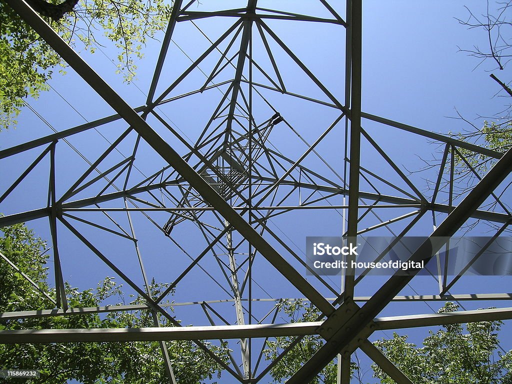 Power Tower High tension power lines and tower Abstract Stock Photo