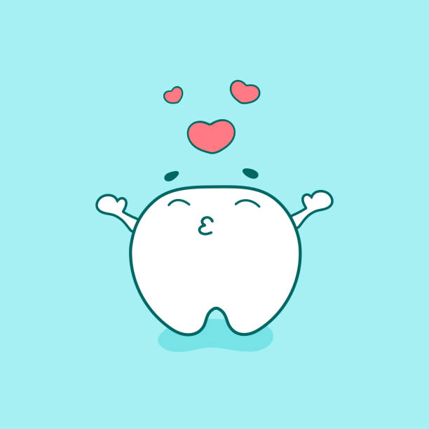 istock Cute happy tooth character in love. Vector illustration in cartoon style. 1158694141