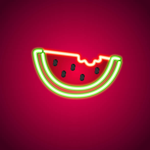 istock Watermelon neon sign. Neon sign, bright signboard, light banner. Vector icon 1158699082