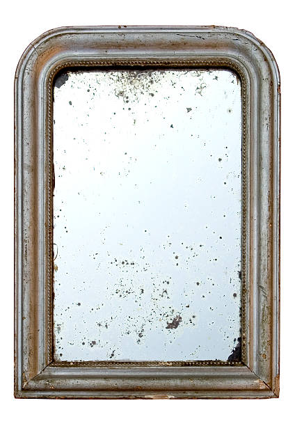 Ancient mirror wooden frame - stained stock photo