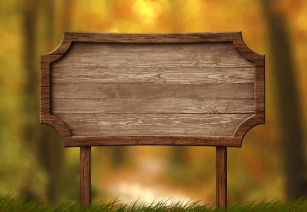 istock Decorative signboard autumn forest background 1158704739