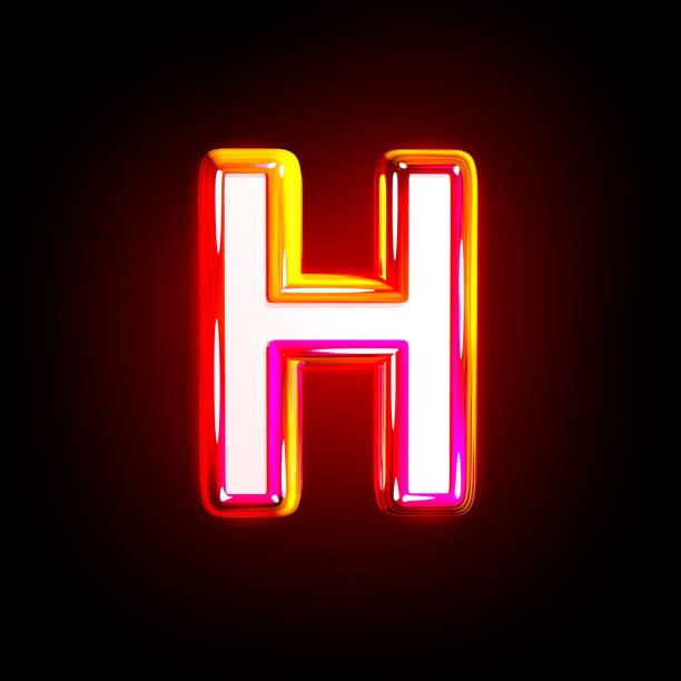 istock glamorous glow red creative font - letter H isolated on black background, 3D illustration of symbols 1158705783