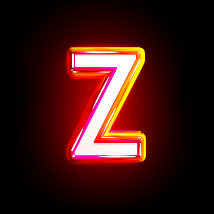 letter Z of glamorous shining festive pink shine font isolated on solid black background - 3D illustration of symbols