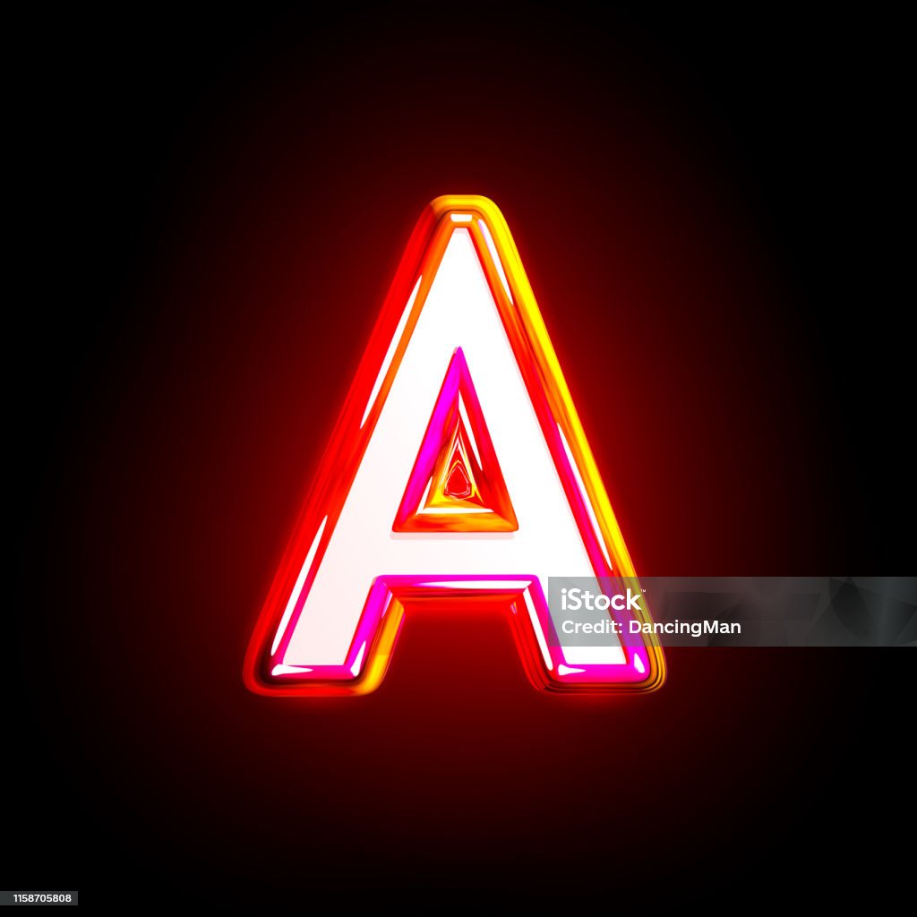 Stylish Shine Red Design Alphabet Letter A Isolated On Black ...