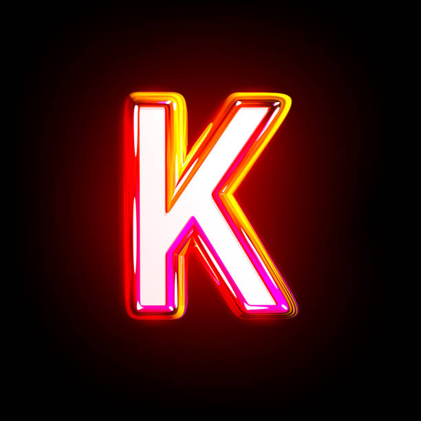letter K of fashion glowing festive pink shining alphabet isolated on solid black background - 3D illustration of symbols