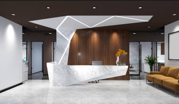 istock 3d render of luxury hotel lobby and reception 1158706861