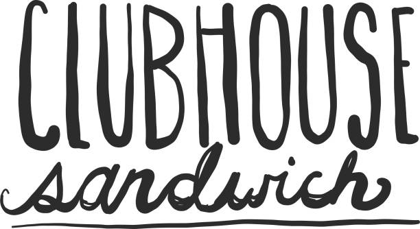 illustrations, cliparts, dessins animés et icônes de clubhouse sandwich main lettré nourriture et boisson appariement ou menu - club sandwich picto