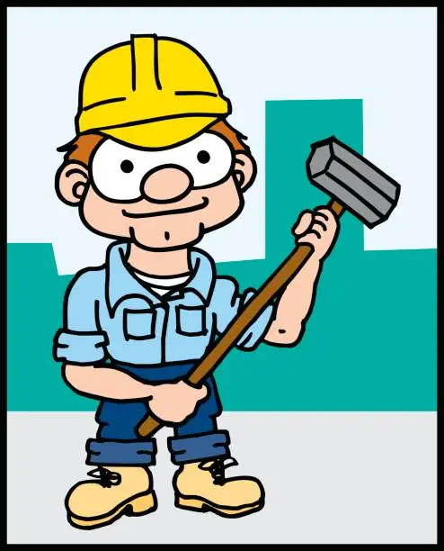 Vector illustration of Construction Worker with Sledge