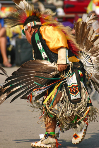 Young Native American Dancer at Pow Wow in Milwaukee, WI.