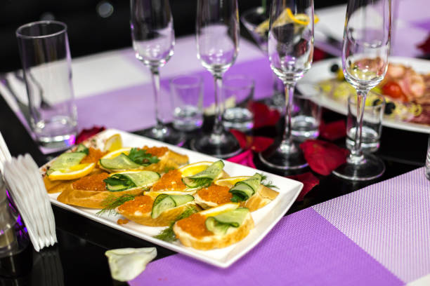 istock Served holiday table with different tasty dishes 1158711378
