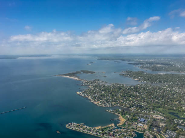 istock Aerial view during travel on airplane 1158713483