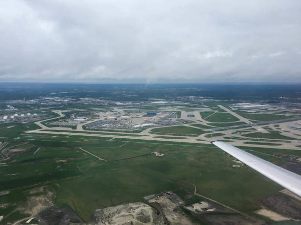 istock Aerial view during travel on airplane 1158713490