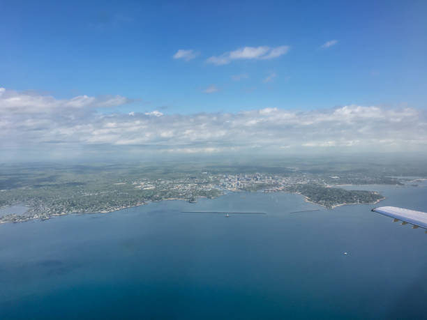 istock Aerial view during travel on airplane 1158713493