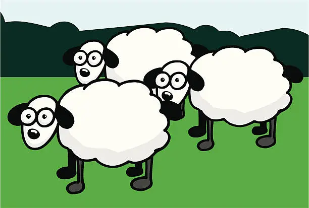 Vector illustration of Flock of Sheep